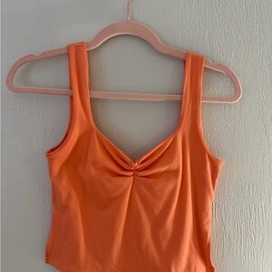 Orange cinched Sleeveless Women's Top